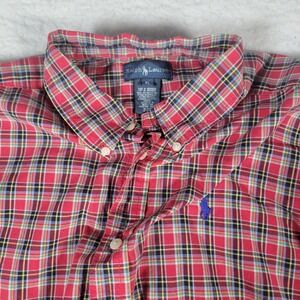Ralph Lauren Button Down Shirt Mens XL Red Plaid Long Sleeve Cotton Pony Logo